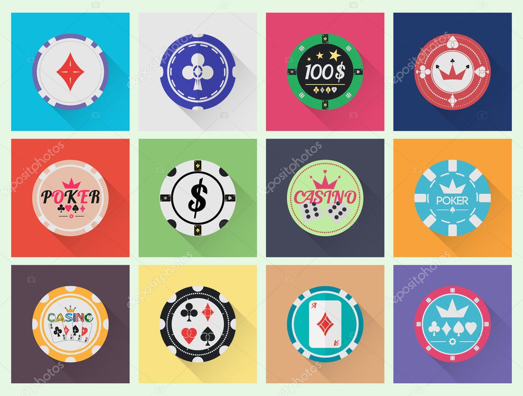 Vector casino chips set in minimal design.