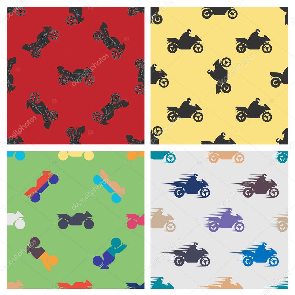 set seamless pattern of motorcycles