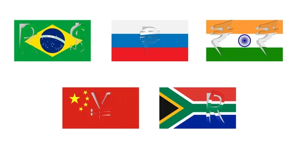 Vector flags of BRICS — Stock Vector