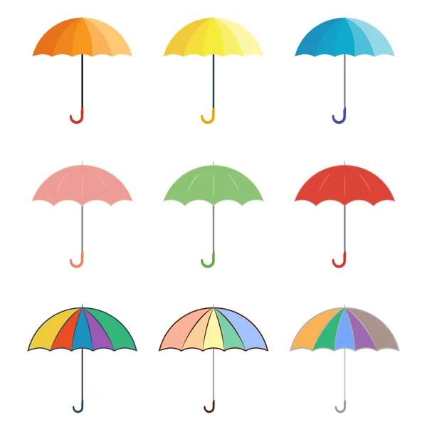 Ensemble d'icônes vectorielles colorées parapluies — Image vectorielle