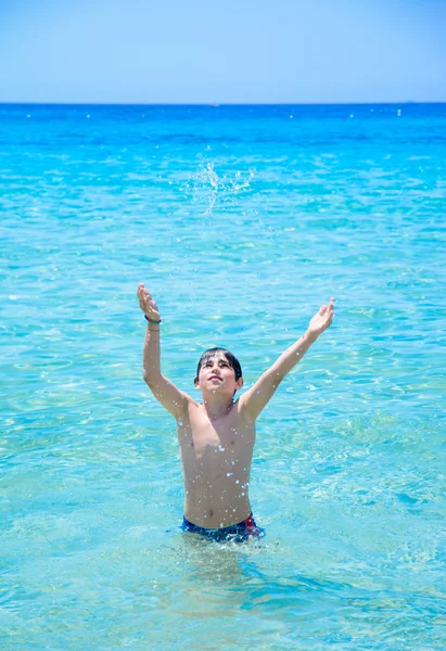 Boy with hands up — Stock Photo, Image