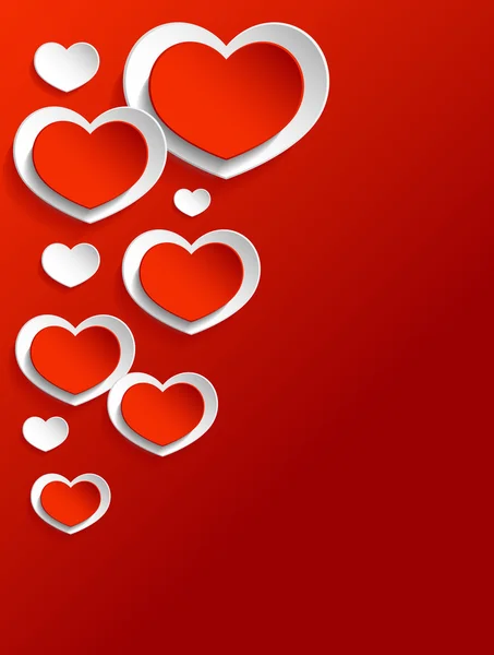 Corazones rojos y blancos — Vector de stock