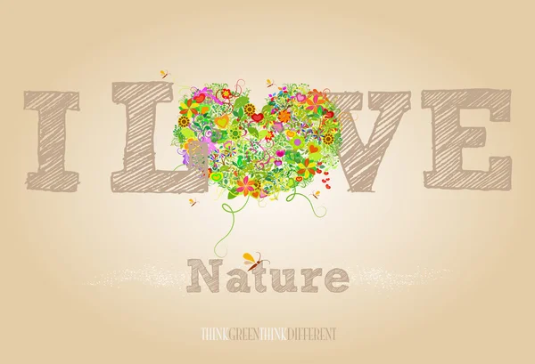 J'aime la nature texte — Image vectorielle