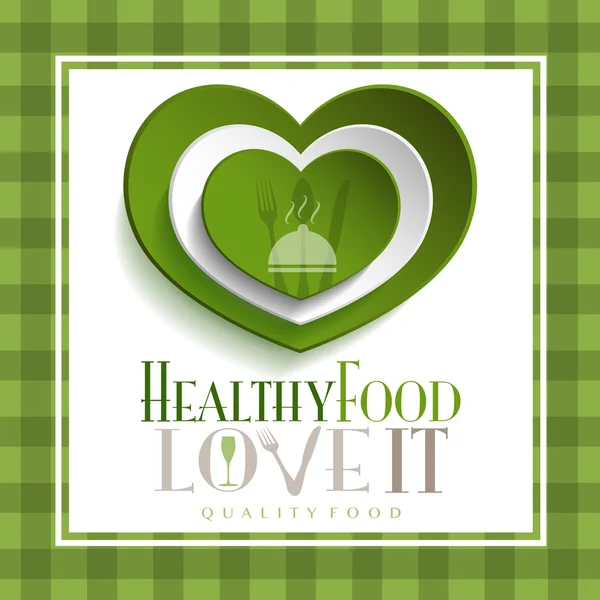 Zelené srdce potravin logo — Stockový vektor