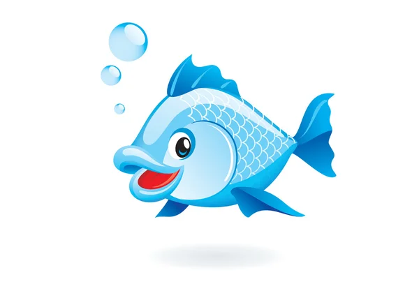Carino blu pesce cartone animato . Vettoriali Stock Royalty Free