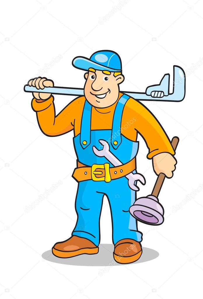 Cartoon plumber illustration.