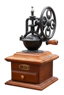 Vintage kahve fabrikası beyaz izole. Kırpma yolu dahil.