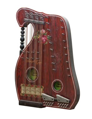 Vintage alpine zither instrument isolated over white. Clipping path included. clipart