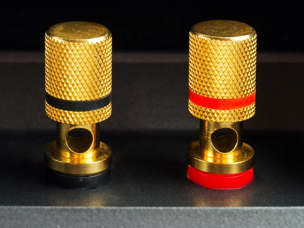 Hifi Lautsprecher Mit Goldenen Anschlüssen — Stockfoto