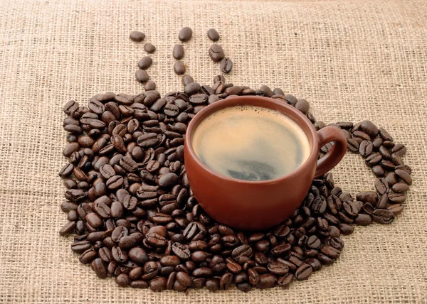 Secangkir Espresso Dengan Biji Kopi — Stok Foto