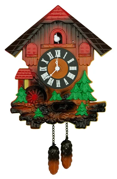 Old Cuckoo Clock Isolated White Clipping Path Included — Stock Photo, Image