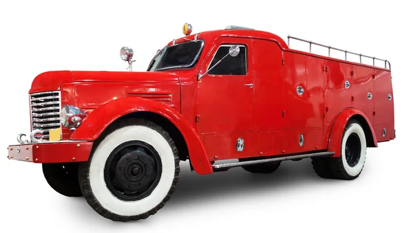 Παλιό Πυροσβεστικό Όχημα Απομονωμένο Λευκό — Φωτογραφία Αρχείου