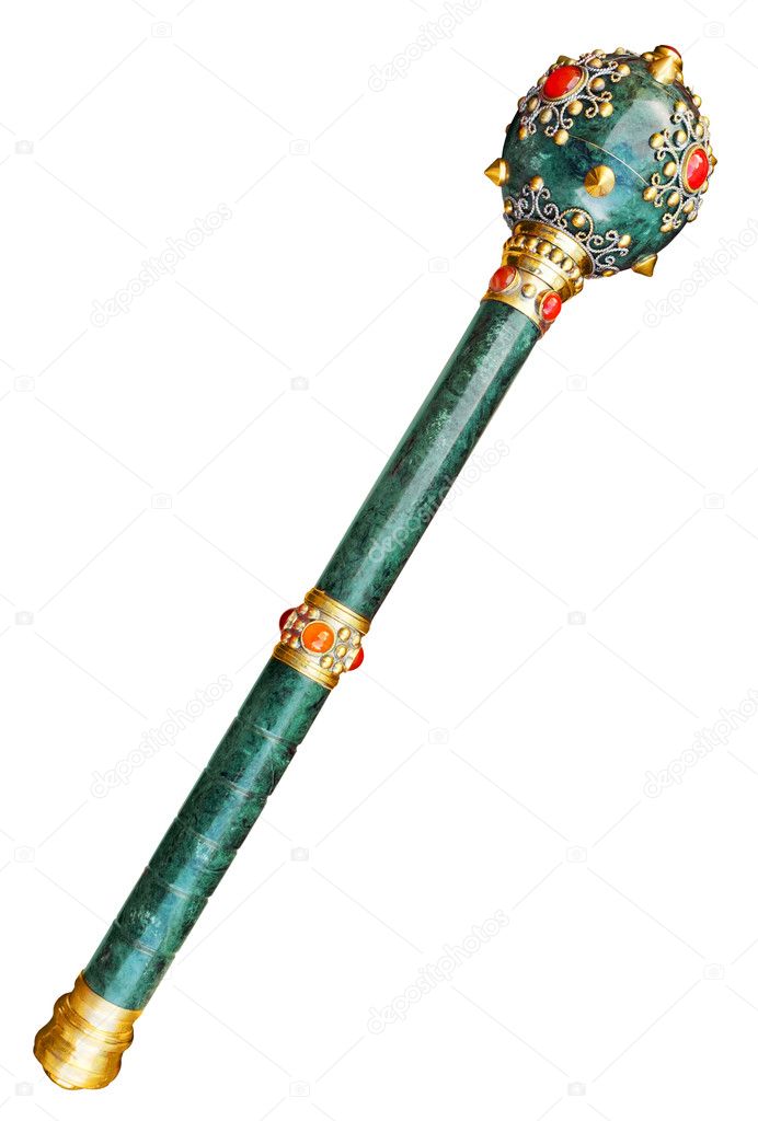 Ancient scepter isolated. Clipping path.