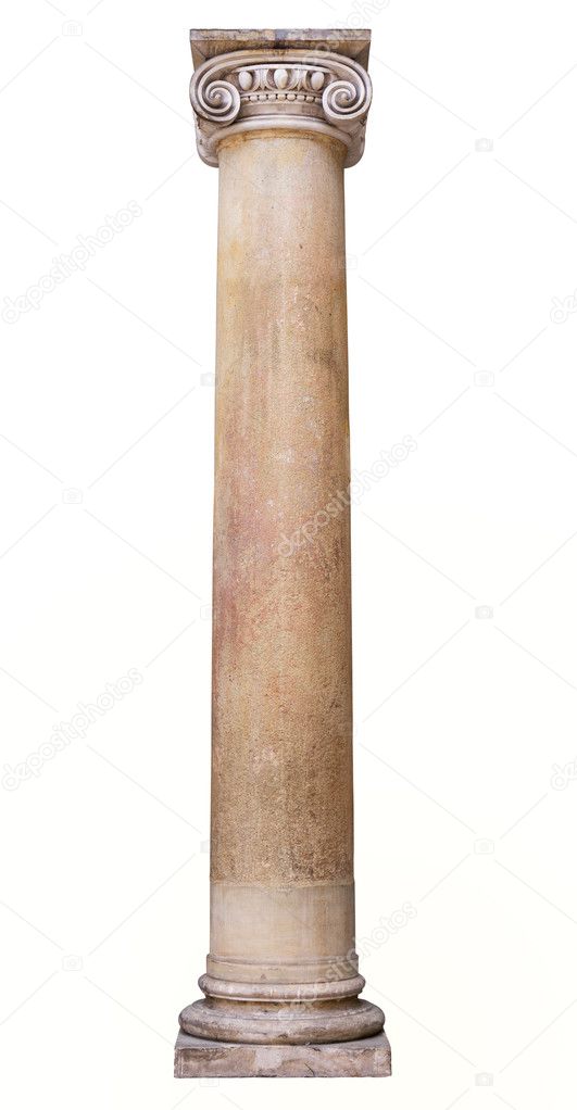 Ancient column isolated on white