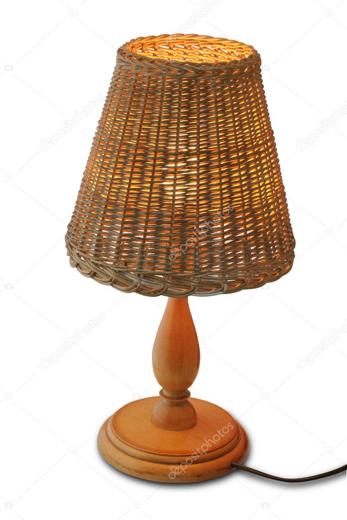 wood desk lamp with rod shade