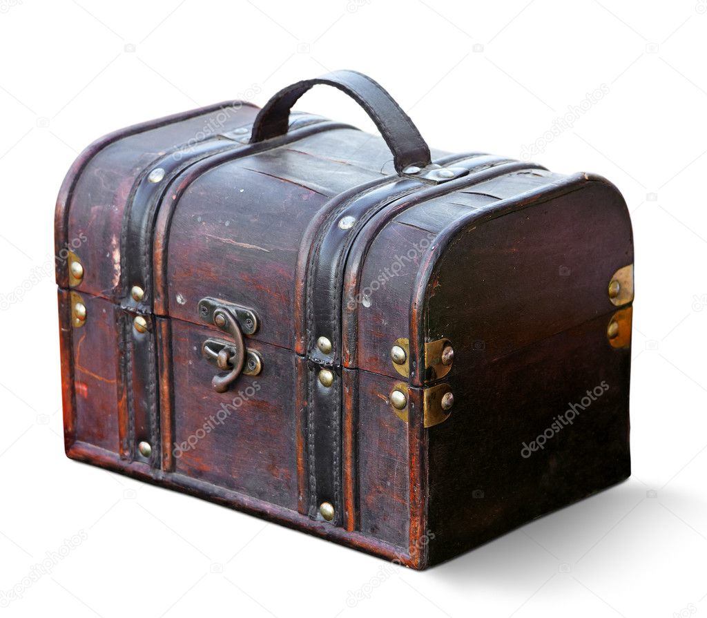 Vintage suitcase isolated. Clipping path included