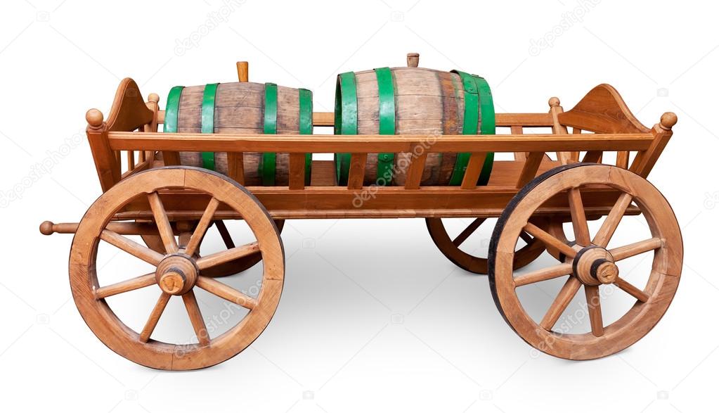 Wine barrels on cart