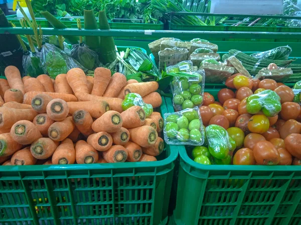 vegetables in a supermarket basket - stock photo
