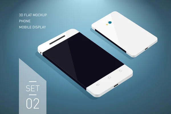 Minimalistický 3d izometrické plochý ilustrace mobilního telefonu. zobrazení perspektiva. Maketa obecný smartphone. Šablona pro design Ui infografiky nebo prezentaci. — Stockový vektor