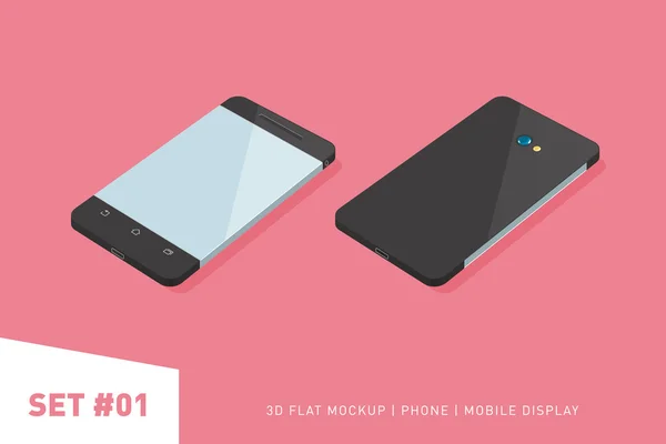 Minimalistický 3d izometrické plochý ilustrace mobilního telefonu. zobrazení perspektiva. Maketa obecný smartphone. Šablona pro design Ui infografiky nebo prezentaci. — Stockový vektor