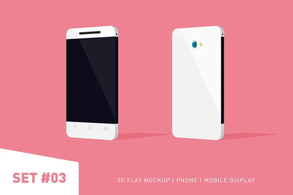 Minimalistický 3d plochý ilustrace mobilního telefonu. zobrazení perspektiva. Maketa obecný smartphone. Šablona pro design Ui infografiky nebo prezentaci. — Stockový vektor