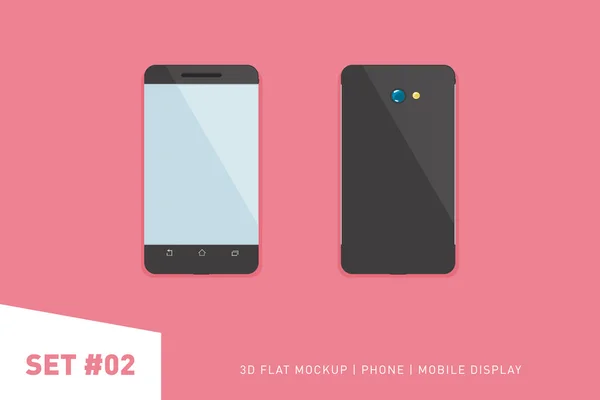 Minimalistický plochý ilustrace mobilního telefonu. zobrazení perspektiva. Maketa obecný smartphone. Šablona pro design Ui infografiky nebo prezentaci — Stockový vektor