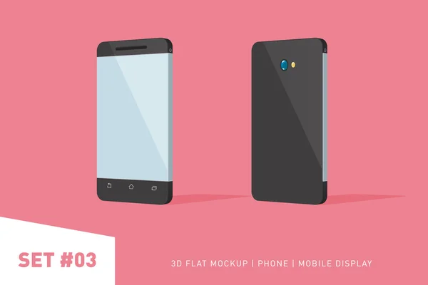 Illustration plate 3D minimaliste du téléphone portable. perspective. Smartphone générique Mockup. Modèle d'infographie ou de conception d'interface utilisateur de présentation . — Image vectorielle