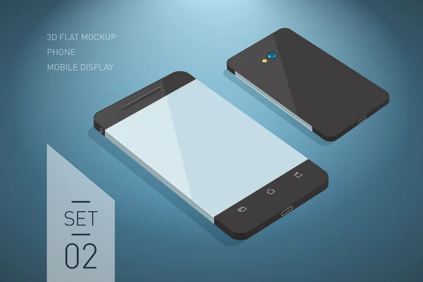 Minimalistický 3d izometrické plochý ilustrace mobilního telefonu. zobrazení perspektiva. Maketa obecný smartphone. Šablona pro design Ui infografiky nebo prezentaci. — Stockový vektor