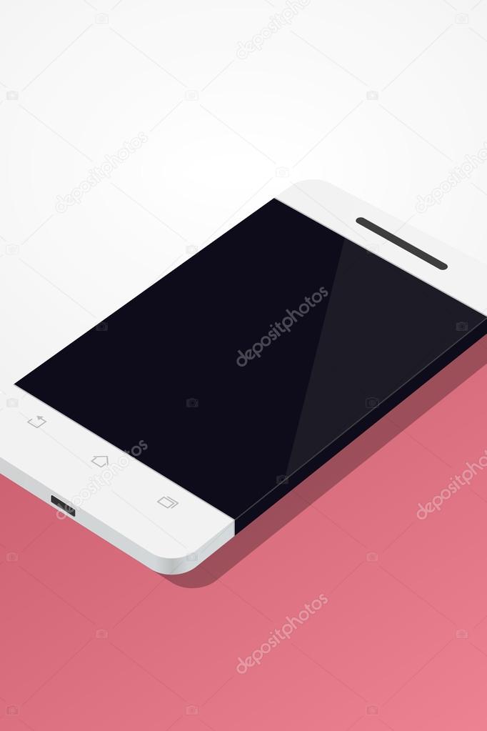 Minimalistic illustration of phone in flat style. perspective view. Mockup generic smartphone. Template for infographics or presentation UI design.