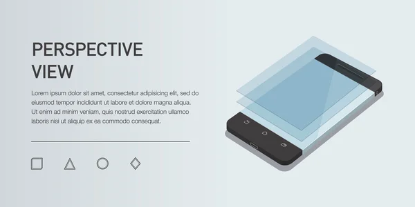 Vektorové minimalistický 3d izometrické ilustrace mobilní telefon. zobrazení perspektiva. Maketa obecný smartphone. Šablona pro infographic nebo prezentaci design Ui. Koncept grafiky, Uix, webového proužku, tištěné rohože Stock Ilustrace