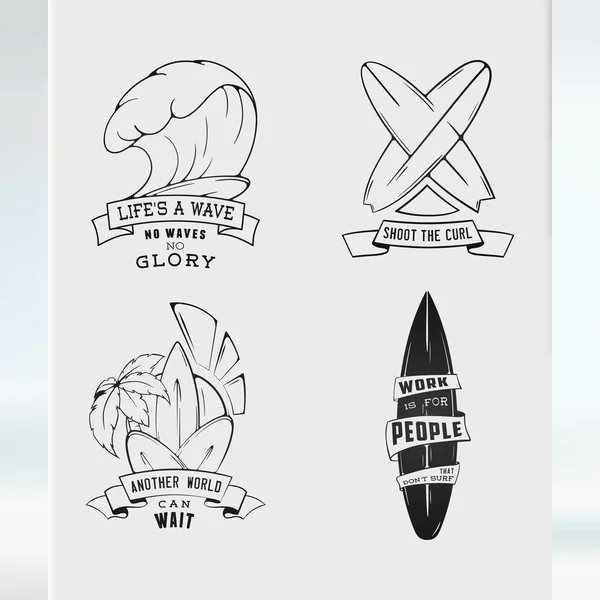 Modern izole kroki kümesi kümesi tanıtım, infographics, afiş, T-shirt üzerine baskı için yazı ile sörf illüstrasyon logo amblem