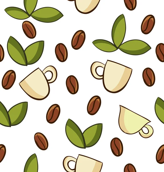 Безшовний абстрактний візерунок кава і листя — стоковий вектор