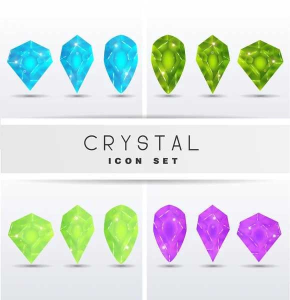 Icons in the form of crystals — Stock Vector