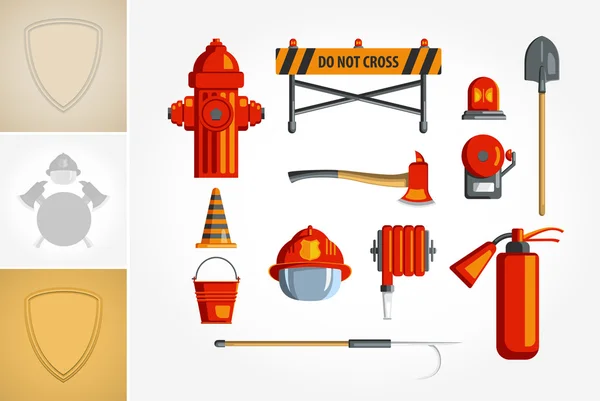 Equipamento para bombeiros ou voluntários . — Vetor de Stock