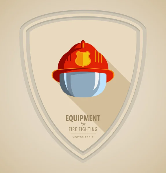 Red firefighter helmet with protective glass — Stock Vector