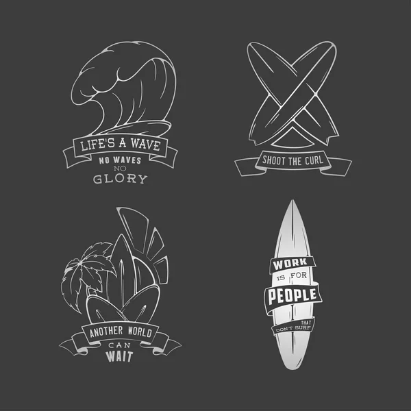 Surfing illustration logotypen emblem med bokstäver — Stock vektor