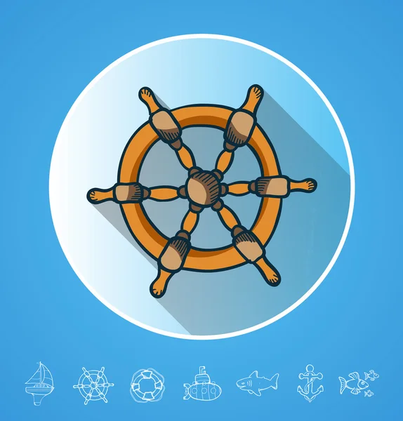 Set nautischer Symbole — Stockvektor
