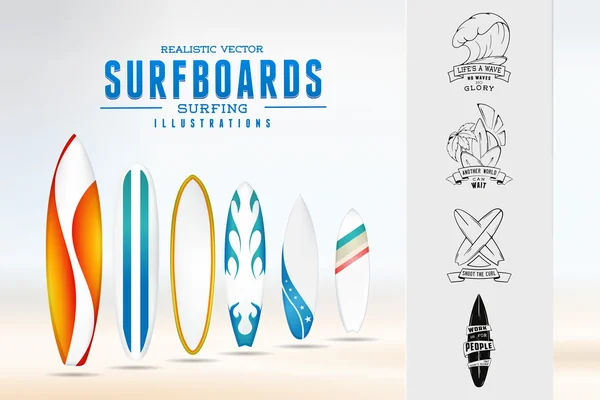 Dibujo logotipo de surf emblema — Archivo Imágenes Vectoriales