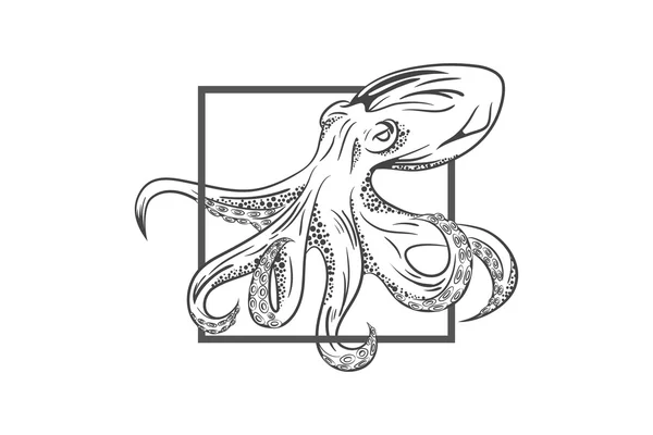 Plantilla de emblema de pulpo — Vector de stock