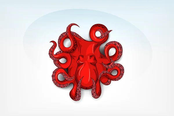 Pulpo rojo con sombra — Archivo Imágenes Vectoriales