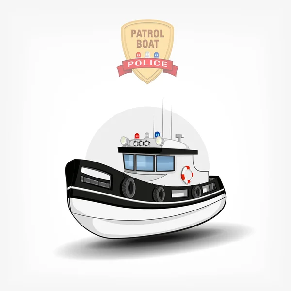 Illustration vectorielle dessinée à la main d'un bateau de police isolé . — Image vectorielle