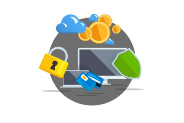 Isolated flat color vector illustration on light background. concept electronic commerce