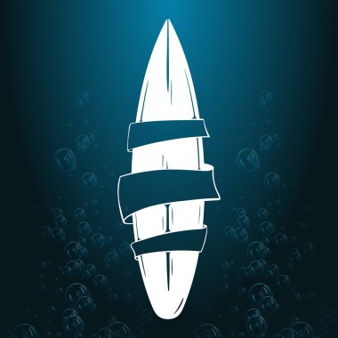 vector Surfing illustration or emblem. Stylized image of surfboard. Design element, Logo.