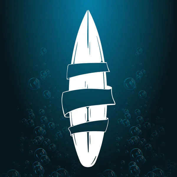 vector Surfing illustration or emblem. Stylized image of surfboard. Design element, Logo.