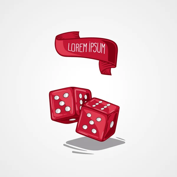 Векторні ілюстрації два кубики. Символ азартних ігор та удачі. Гра в казино. Символ малювання . — стоковий вектор
