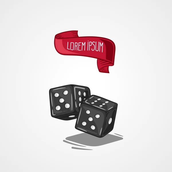 Ilustração vetorial dois dados. Símbolo de jogo e sorte. Jogo no casino. Símbolo de desenho manual . —  Vetores de Stock