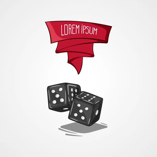 Vector illustration two dice. Symbol of gambling and luck. Game in casino. Handdrawing symbol. — 스톡 벡터