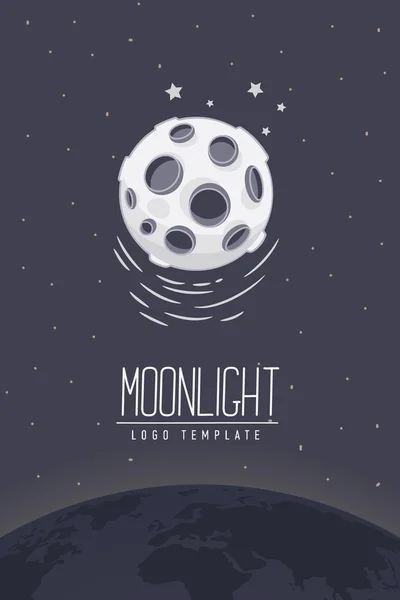 Full moon. Colored vector illustration or symbol with lettering. Template for logotype. Flyer, poster. — Διανυσματικό Αρχείο