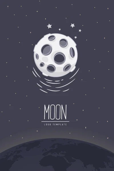 Full moon. Colored vector illustration or symbol with lettering. Template for logotype. Flyer, poster. — 스톡 벡터