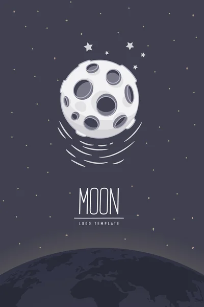 Full moon. Colored vector illustration or symbol with lettering. Template for logotype. Flyer, poster.